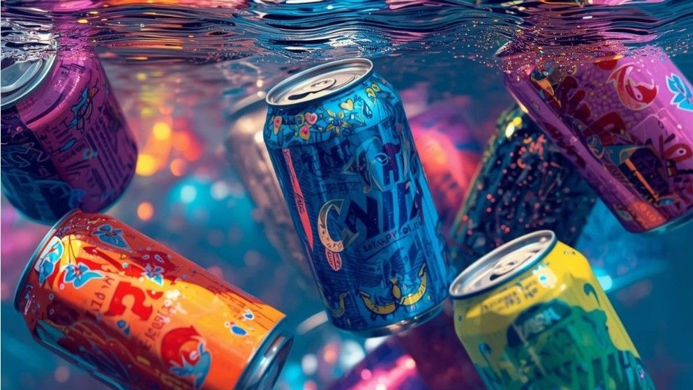 colorful alum cans